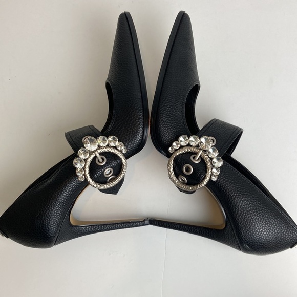KARL LAGERFELD Paris Caela Rhinestone Buckle Pumps Heels 11 Holiday Maximalist - Picture 1 of 16